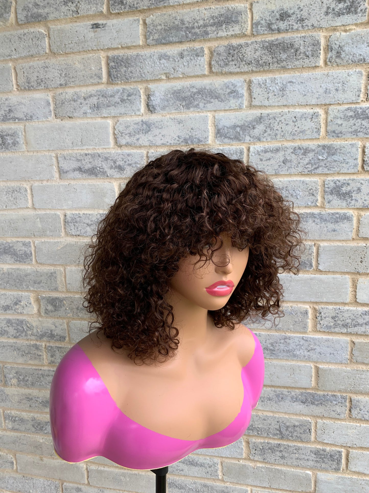 SA luxury curls with bangs- chestnut brown