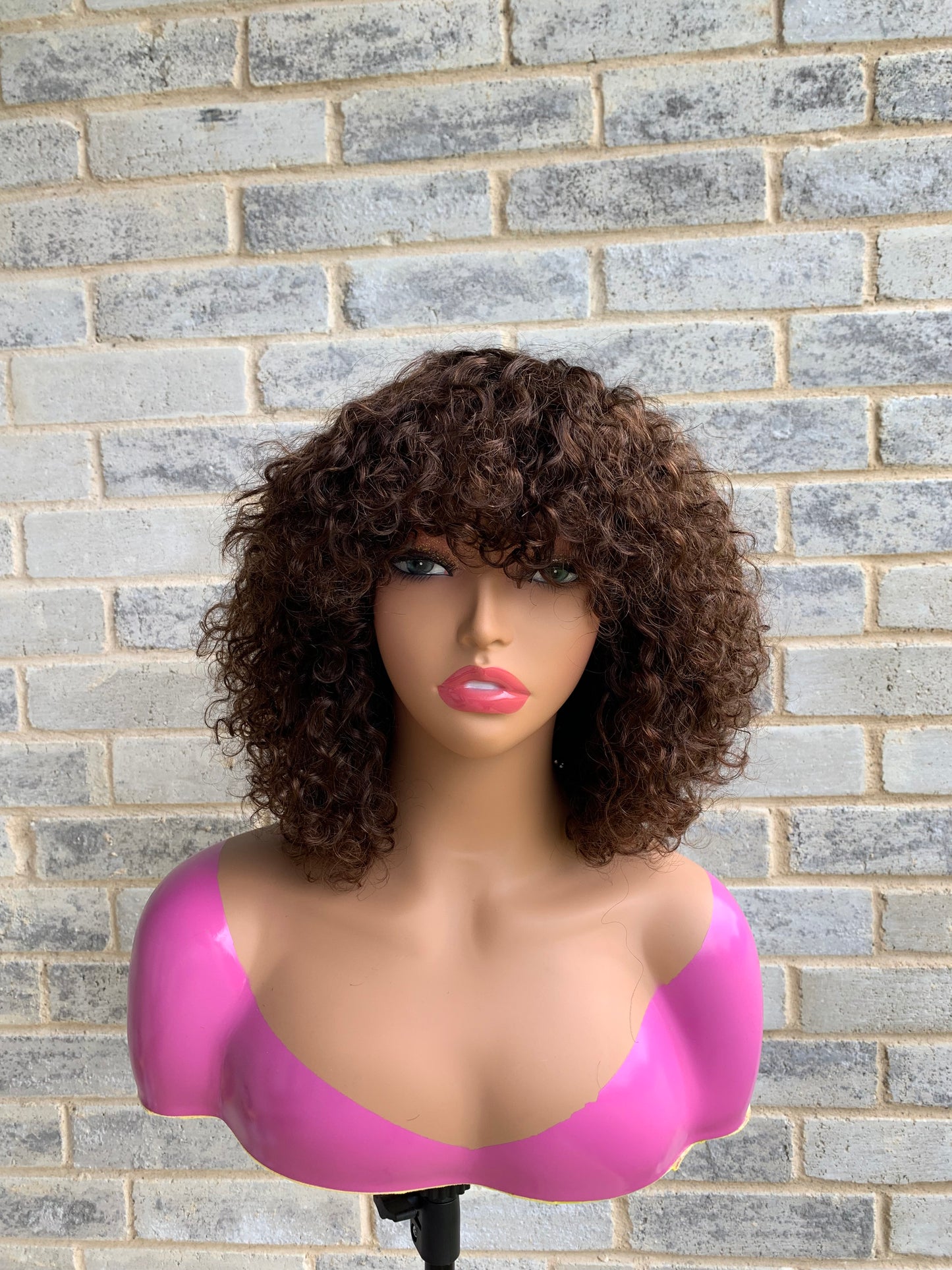 SA luxury curls with bangs- chestnut brown